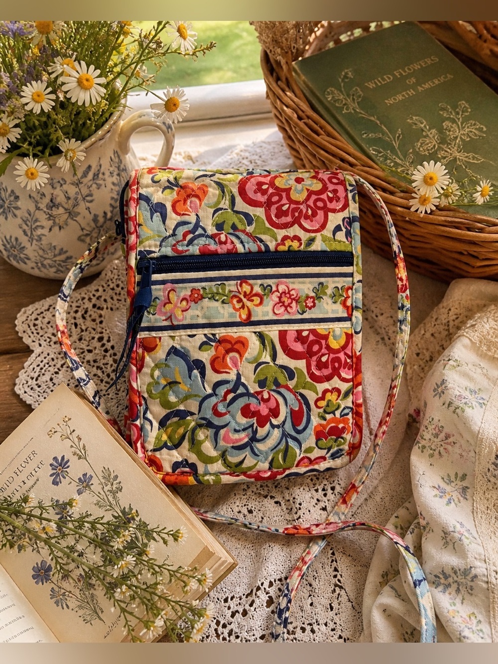 Vera Bradley Va Va Bloom Mini Crossbody Bag Wallet Retired Print